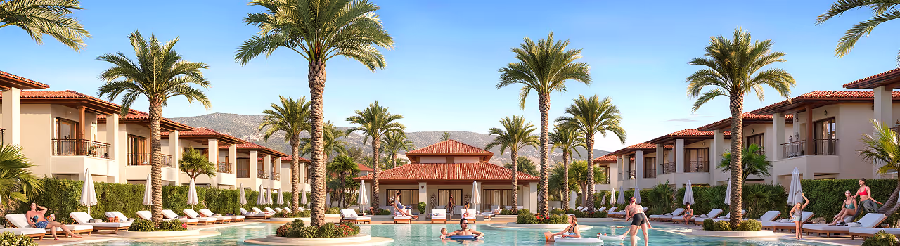 Resort in der T&uuml;rkei mit Pool und Palmen